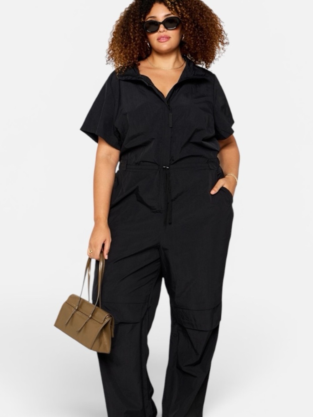 Fabletics NWT Black Woven Flight Short Sleeve Quick Drying Lightweight Jumpsuit